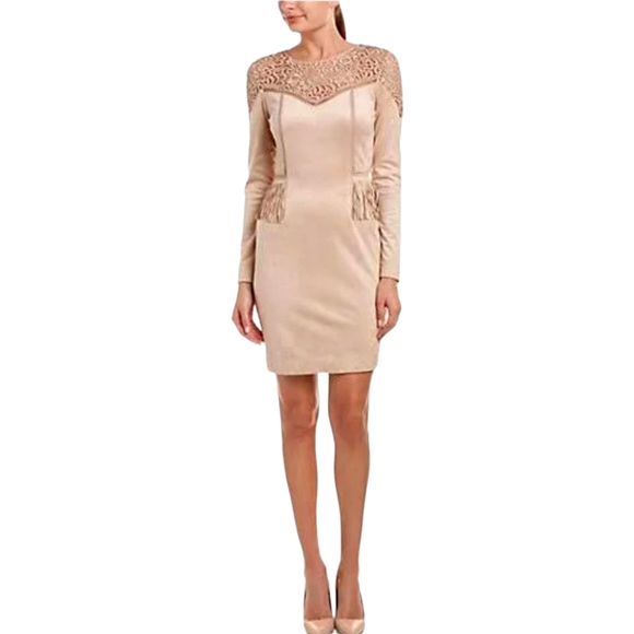 Nwt Gianni Bini Mia Dusty Mauve Faux Suede Fringed Longsleeve Dress - Picture 15 of 16